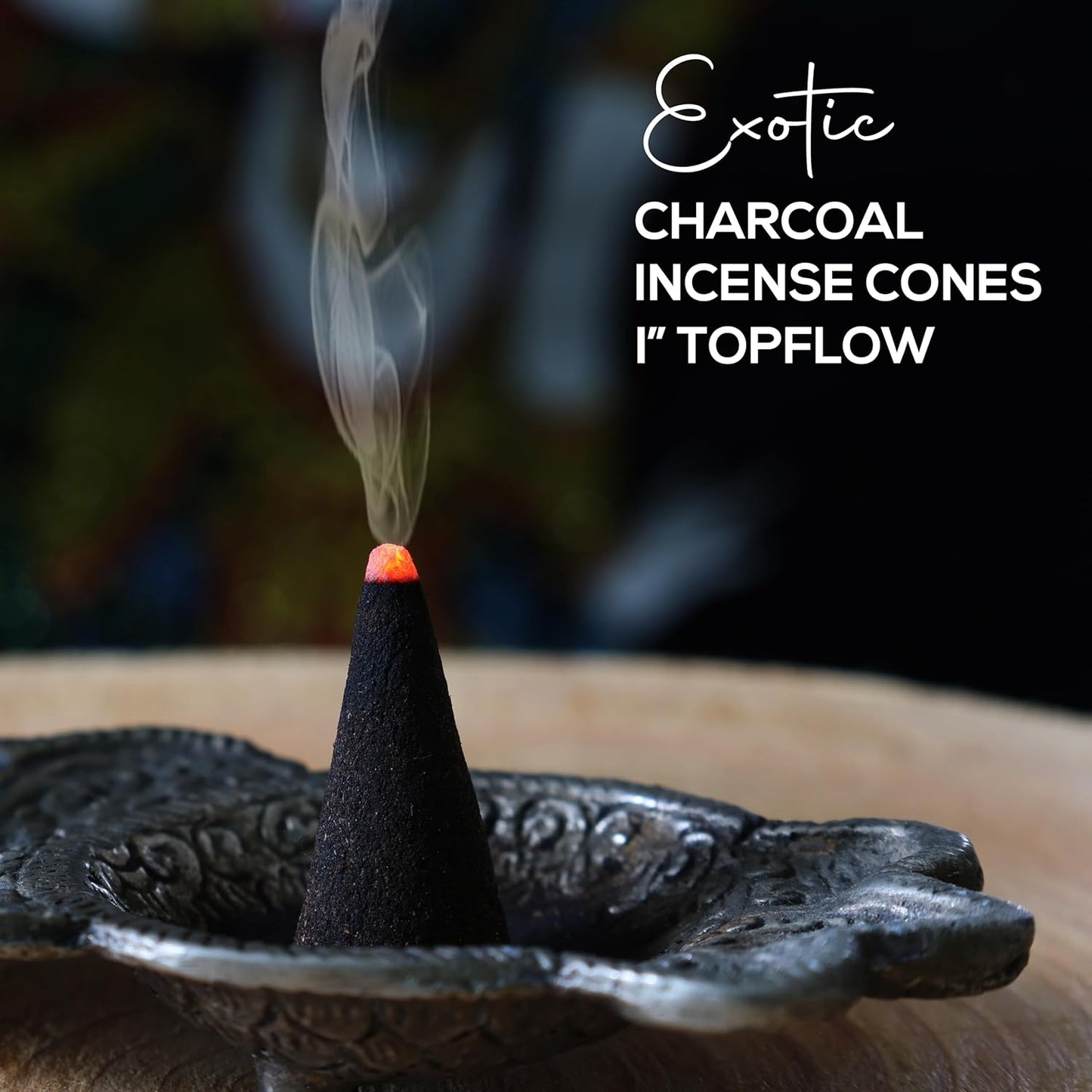 Sandalwood Charcoal Incense Cones 1" TOPFLOW - 500 Pack Bulk Wholesale - Natural Scented Cones Handmade Hand Dipped