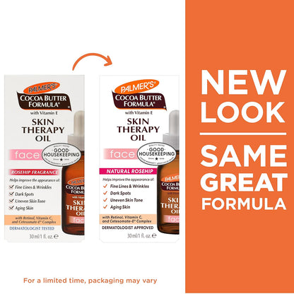 Palmer's Cocoa Butter Formula Moisturizing Skin Therapy Oil for Face with Vitamin E, C & 10 Pure Facial Oils Blend, Rosehip Oil Fragrance, 1 Ounce