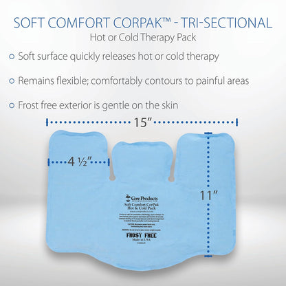 Core Products Soft Comfort CorPak – Reusable Hot & Cold Therapy Pack, Ice Pack for Injuries, No-Frost Compress for Muscle, Back & Joint Pain Relief – 11" x 15", Made in USA