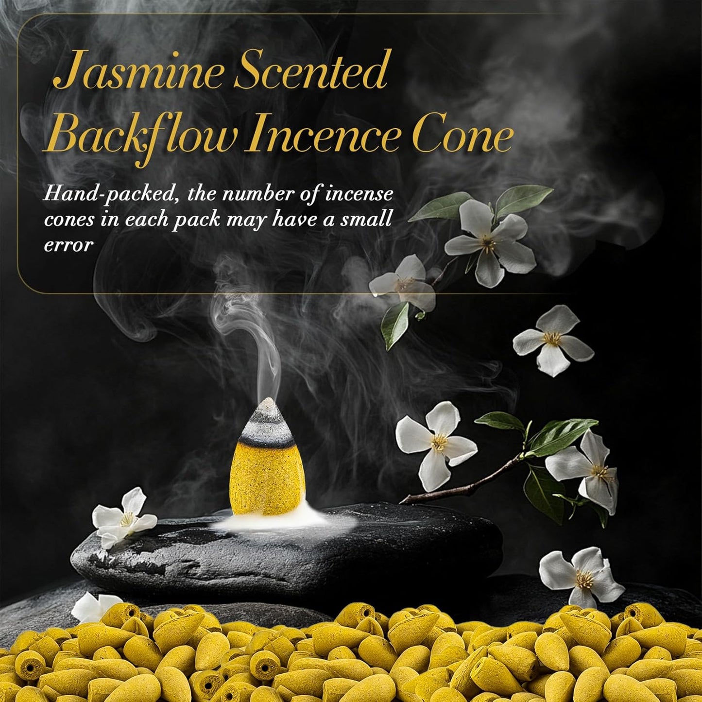 Sukh Backflow Incense Cones for Waterfall - 108 PCS Waterfall Scented Cone Bulk Aromatic Smoke Fountain for Aromatherapy Yoga Relaxation Home Decor(Jasmine Scents)