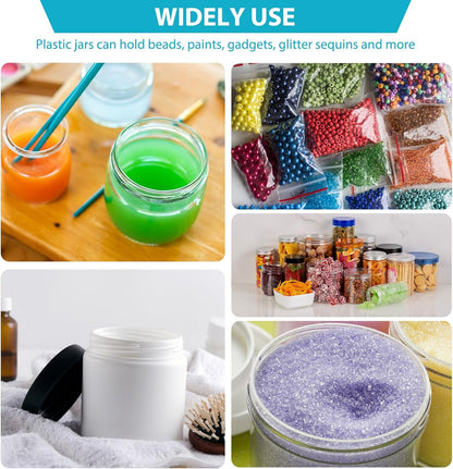 4 oz Clear Plastic Round Jars with Black Lids, 50pcs 4oz 120ml Leak-Proof Wide-Mouth Cosmetic Storage Containers for Kitchen Use, Beauty Products, Cream, Scrubs, Bath Salt and More