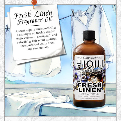 HIQILI Fresh Linen Fragrance Oil for Candle & Room Spray Making, Add to Dryer Balls, Freshie Scents for Essential Oil Diffuser - 5.07 Fl Oz