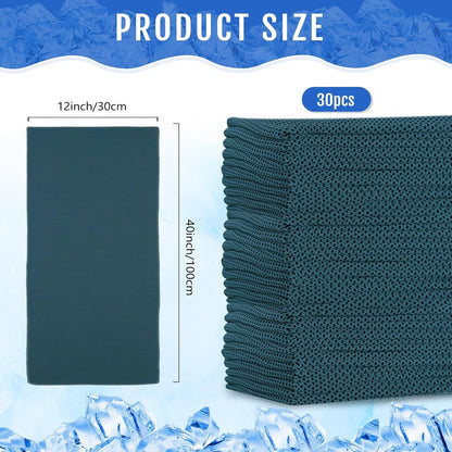 Hosuly 30 Pack Cooling Towels, 40"x12" Ice Breathable Soft Chilly Sweat Rag Microfiber Workout Rags for Gym Cooling Towels for Neck and Face for Yoga Golf Sport Running