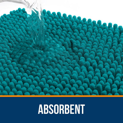 OLANLY Bathroom Rugs 44x24, Extra Soft Absorbent Chenille Bath Rugs, Rubber Backing Quick Dry, Machine Washable Bath Mats for Bathroom Floor, Tub and Shower, Home Decor Accessories, Deep Lake