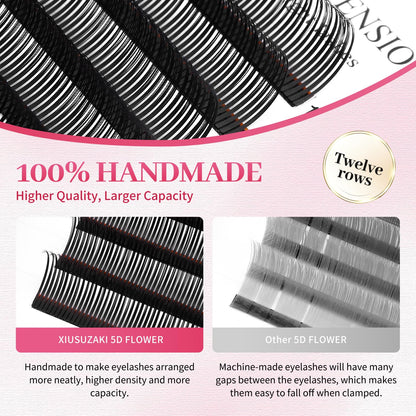 5D Flower Lash Extensions Spikes Lashes 0.07 Matte Black D Curl Lashes 11mm Volume Eyelash Extension Lash Trays Professional Use(5D Flower,0.07-D,11mm)