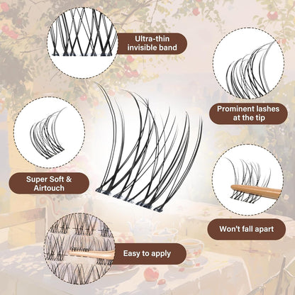 JMS&JMS Super Thin Band Eyelash Clusters Reusable Soft & Comfortable (Flora,8-18mix)