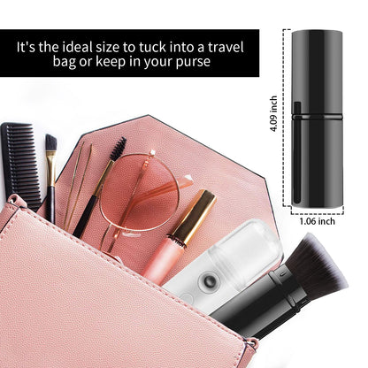 Falliny Makeup Brushes, Retractable Travel Kabuki Powder Foundation Brush, Portable Face Liquid Foundation Sunscreen Brush with Cover for Blending Liquid, Bronzer,Cream or Flawless Powder Cosmetics