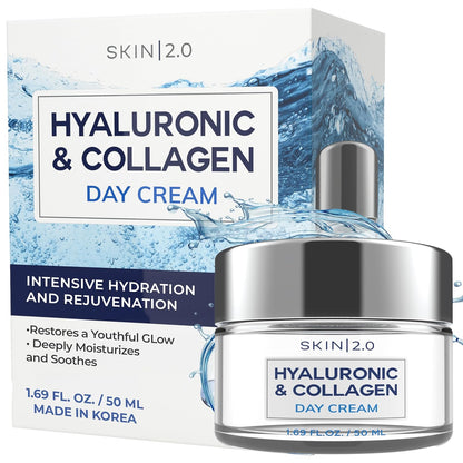 Hyaluronic Acid & Collagen Face Moisturizer - Dermatologist Tested, Anti-Aging, Restores Elasticity - Hydrating, Clean Beauty, Cruelty-Free Korean Skincare for All Skin Types - 1.69 Fl oz