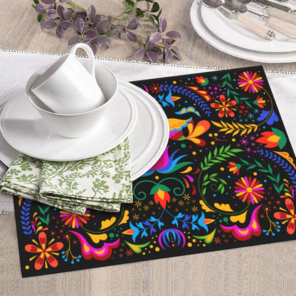 Mexican Dish Drying Mat for Kitchen Counter Mexican Flower Decorative Dish Drainer Rack Mats 16x18 Inch Absorbent Reversible Drying Pad Black