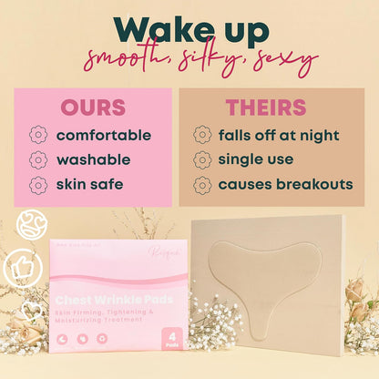 Chest Wrinkle Pads | Wrinkle Patches Reusable | Anti Wrinkle Patches | Chest Wrinkle Pillow Pads for Smoother, Youthful Skin Long-Lasting | Chest Patches for Wrinkles | Reusable Patch for Chest 4 Pack