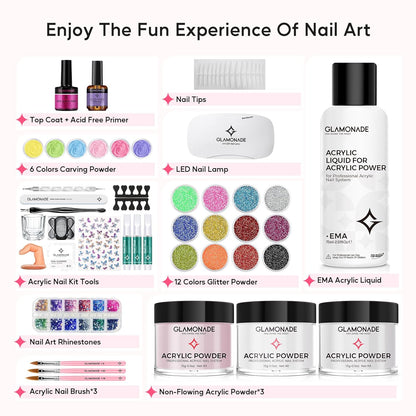 Acrylic Nail Kit for Beginners: Professional Nail Kit Set with Everything UV Light and Complete Nail Supplies Salon