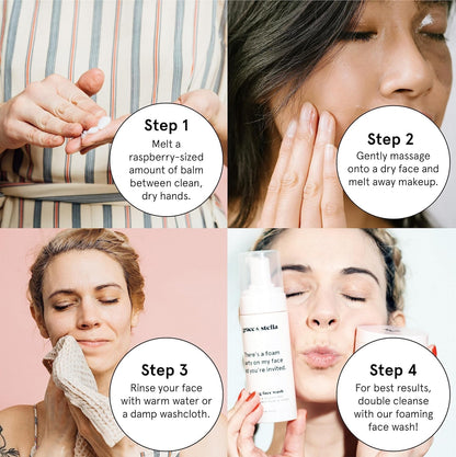 grace & stella Makeup Remover Cleansing Balm - Hydrating Facial Cleanser with Vitamin E for Soft, Nourished Skin - Melt Stubborn Waterproof Make Up, Mascara, Eye Liner - Vegan Skincare (102g/ 4.3 oz)