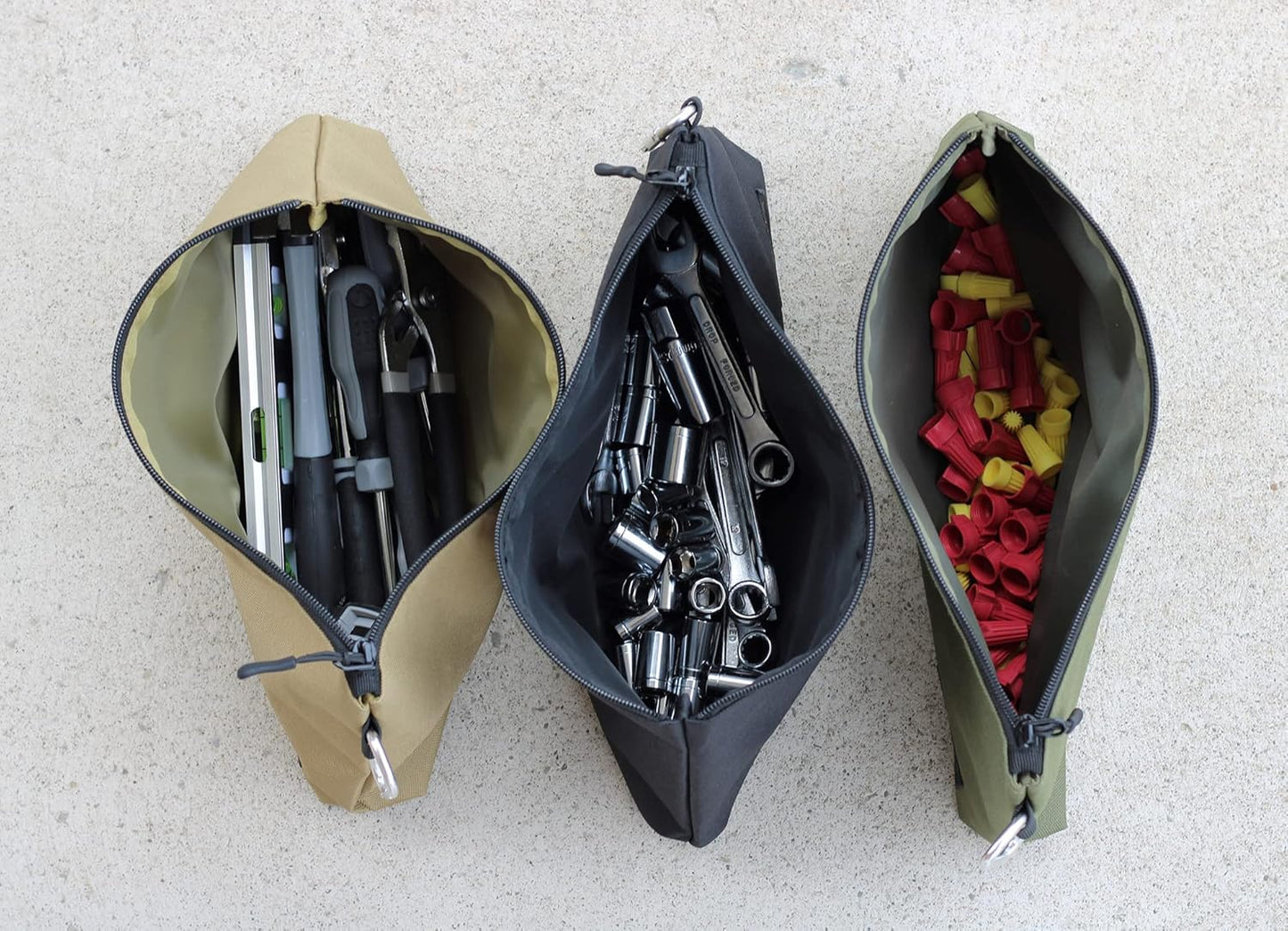 COREFLEX Premium Tool Pouch Zipper Bag, Small Tool Bag, Multipurpose Storage pouch, Heavy duty Flat Bottom Tool bag with YKK Zipper (3 pack Large 12inch)