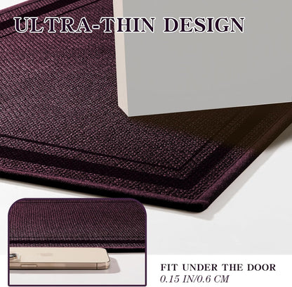 chakme Bathroom Rugs Mat 32x17, Ultra Thin Non Slip Bath Mat Quick Dry Absorbent Bath Mat for Bathroom Floor, (Dark Purple, 32"x17")