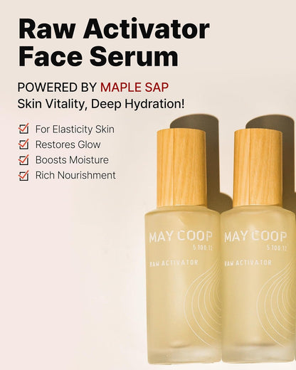 MAY COOP Raw Activator Face Serum – Hydrating & Nourishing Face Serum with 63% Maple Sap for Moisture - Anti Aging Skin Vitality & Glow - Korean Skincare, 2.02 fl.oz.