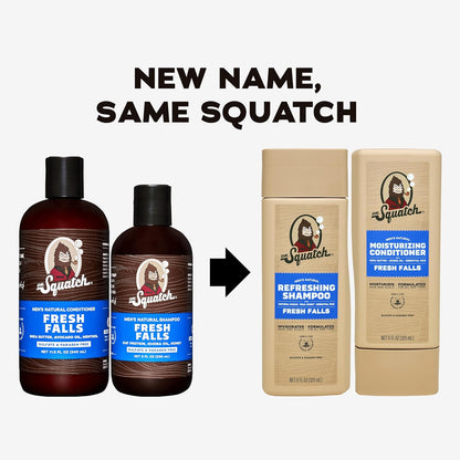 Dr. Squatch Natural Hair Bundle for Men - Healthy, Full Looking Hair - Fresh Falls Shampoo (8 fl oz), Fresh Falls Conditioner (11.5 fl oz)