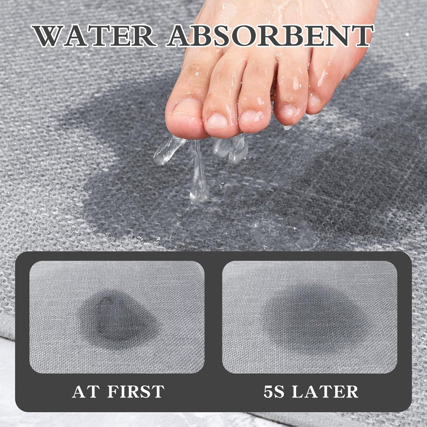 chakme Bathroom Rugs Mat 47x25, Ultra Thin Non Slip Bath Mat Large Quick Dry Absorbent Bath Mat for Bathroom Floor, (Light Grey, 47"x25")