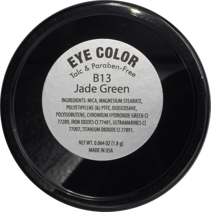 Jade Green Shimmering Eucalyptus Olive Soft Pressed Powder Single Vegan Eyeshadow; Talc, Paraben & Cruelty Free