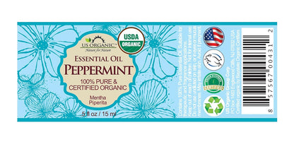 US Organic 100% Pure Peppermint Essential Oil - USDA Certified Organic - 15 ml - w/Improved caps and droppers (More Size Variations Available)
