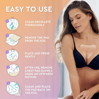 CLEVERFY Silicone Chest Wrinkle Pads Sleeping Reusable (2 Pack V-shape) - Decollete Anti Wrinkle Chest Pads - Silicone Patches for Wrinkles - Anti Wrinkle Patches for Decollete Wrinkle Prevention