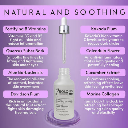 Hyaluronic Acid Eye Serum - Safe for Eyelash Extensions - Reduces Wrinkles and Fine Lines - Depuffs, Lifts, and Firms - Includes Niacinimide - Natural Collagen - B Vitamins - And More