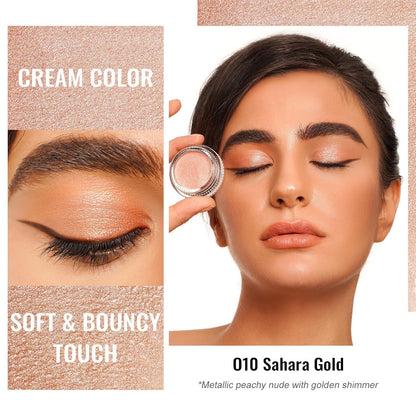 Oulac Nude Gold Cream Eyeshadow also for Highlighter Highly Pigmented Eye Shadow Waterproof&Long Lasting with Moisturizing Formula Blendable Shimmer Eye Make-up,Vegan & Cruelty-Free, 6g O10