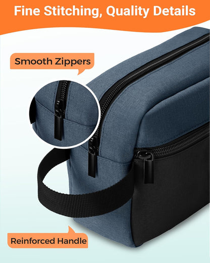 Elviros Travel Toiletry Bag for Men Hanging Toiletries Dopp Kit Small Bathroom Hygiene Tool and Medicine bag for Traveling Essential Shaving Pouch (Blue&Black)