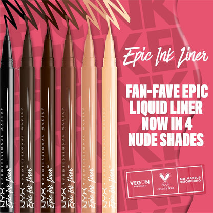 NYX PROFESSIONAL MAKEUP Epic Ink Liner, Waterproof Liquid Eyeliner with Vegan Formula - Marshmallow (Cream Matte)