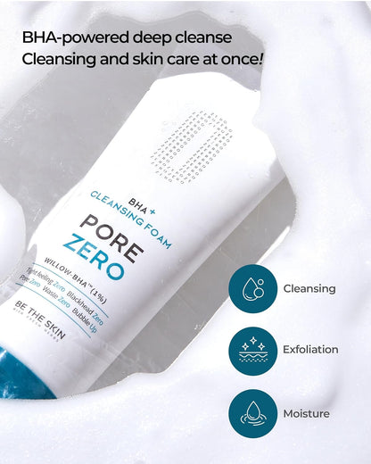 [Be the Skin] BHA+ Pore Zero Cleansing Foam 5.07 fl oz / 150 ml | Face wash cleanser for pore care and sebum control | For sensitive and combination skin