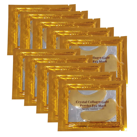 24K Gold Powder Gel Collagen Eye Masks Sheet Patch, Remove Bags,Dark Circles &Puffiness,Reduce Wrinkle,Moisturising,Hydrating for Blackheads (10 Pairs)