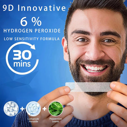 9D Sensitive Teeth Whitening Strips- Professional Enamel-Safe Formula, Fast Stain Removal for Coffee Drinkers & Smokers, Sensitivity-Free Whitening Kit-14Pairs (28Strips)