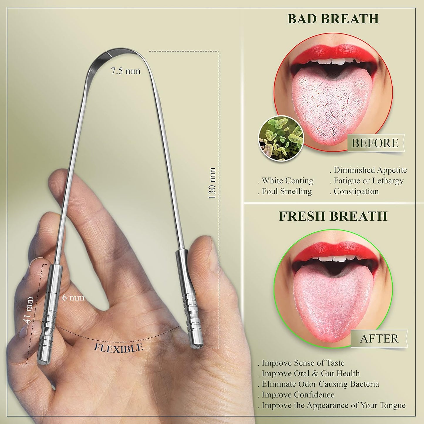 6 Pack Dental Tools Teeth Cleaning Kit, Plaque Tartar Remover for Teeth and Oral Care for Adults, Kids and Pets, Includes Tongue Scraper, Mirror, Probe, 100% Stainless Steel Dental Kit with Case