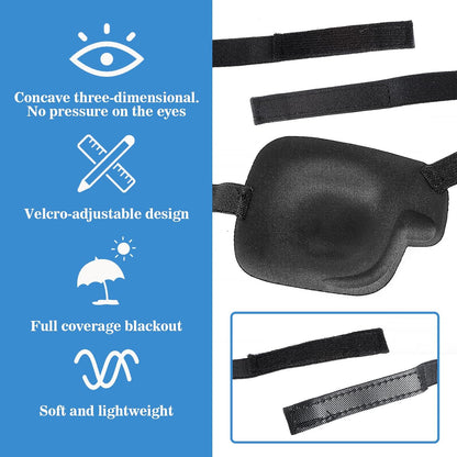 2PCS Medical One-Eyed Patches for Adults Teenager Eye Shield After Cataract Surgery Black Medical Eye Mask Lazy Glasses for Lazy Eye After Surgery Eye(Left Eye)