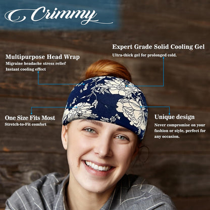 Crimmy Migraine Headache Relief Cap, Cooling Gel Headband Neck Wrap Hat Mask, Soothing Ice Pack Head Face Cold Compress for Tension Stress & Hangover