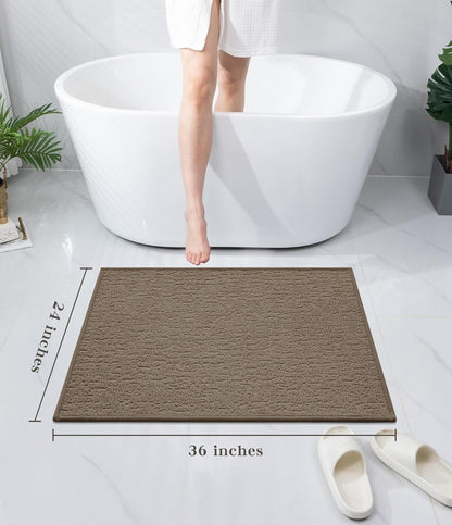 chakme Bathroom Rugs Mat 36x24, Ultra Thin Non Slip Bath Mat Quick Dry Absorbent Bath Mat for Bathroom Floor, (Coffee, 36"x24")