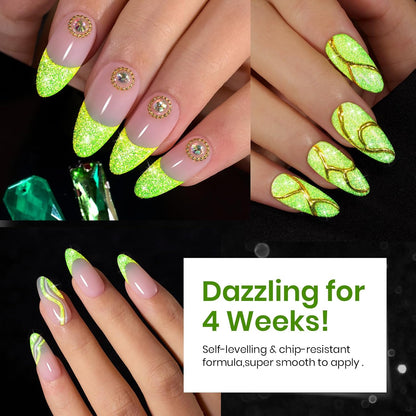 beetles Gel Polish Green Glitter Gel Nail Polish 15ml Reflective Nail Art Manicure Salon DIY at Home Gifts for Women Lime Shock