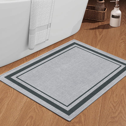 chakme Bathroom Rugs Mat 36x24, Ultra Thin Non Slip Bath Mat Large Quick Dry Absorbent Bath Mat for Bathroom Floor, (Light Grey, 36"x24")