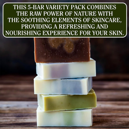 CompassSoap Natural Bar Soap for Women & Men | Skin-Friendly, Hand Made Soap Bar Gift Set | Best Exfoliating and Cleansing Bar Soap for Men & Women | 5 Oz. Variety Pack of 5