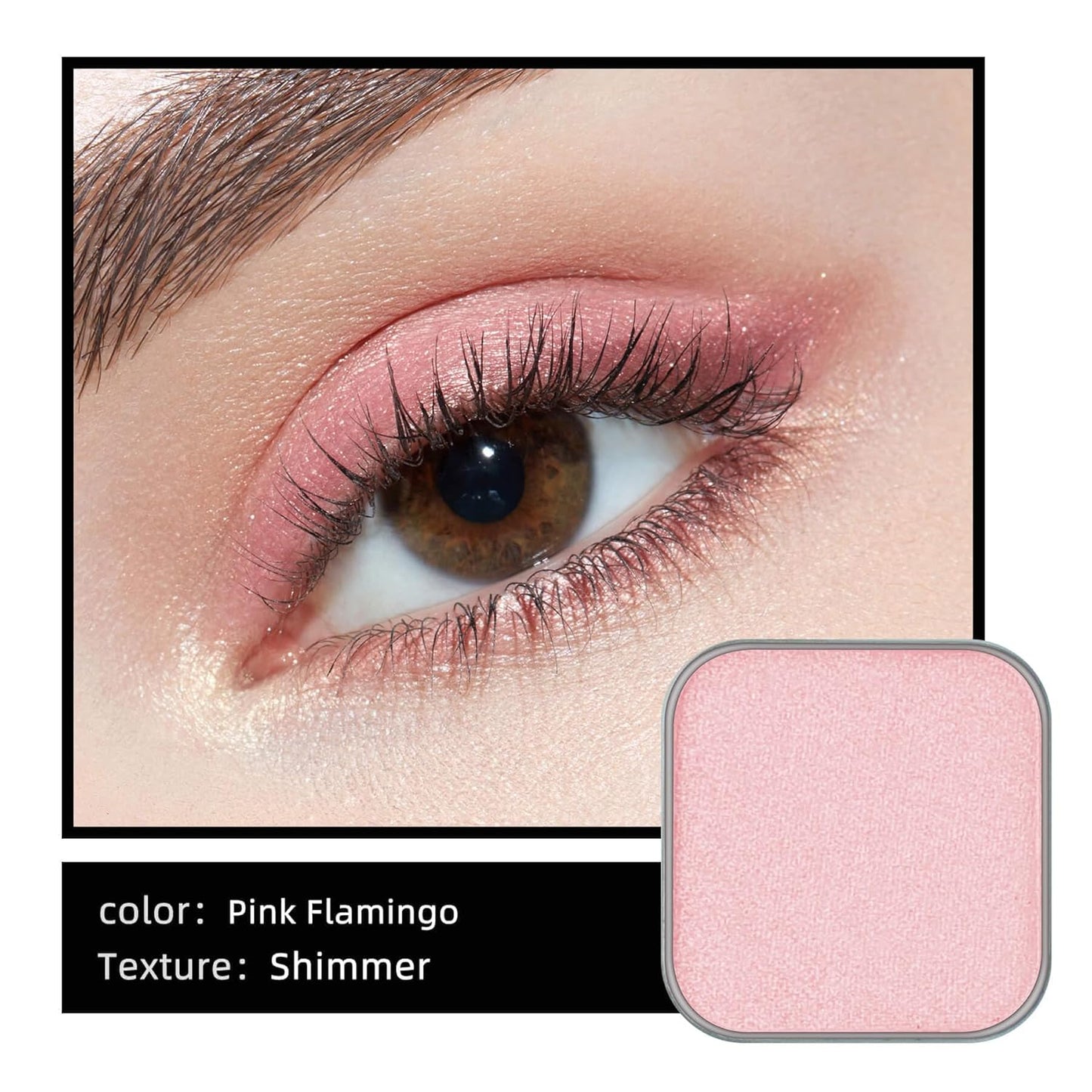 Magnetic Single Shimmer Pink Eyeshadow with Metal Pan, Light Pink Eyeshadow Refill Pan for hooded eyes, for DIY Empty Magnetic Palette (pink flamingo)
