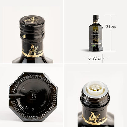 Atlas Organic Cold Pressed Moroccan Extra Virgin Olive Oil, Polyphenol Rich | EVOO From Morocco, Newly Harvested Unprocessed from One Single Family Farm | Trusted by Award-Winning Chefs | 500 mL