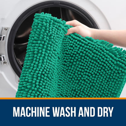 OLANLY Bathroom Rugs 24x16, Extra Soft Absorbent Chenille Bath Rugs, Rubber Backing Quick Dry, Machine Washable Bath Mats for Bathroom Floor, Tub and Shower, Home Decor Accessories, Emerald