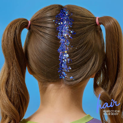 Teenitor Blue Body Glitter, Face Glitters, Body Glitter Gel, Hair Glitter Gel, 80g/2.8oz Holographic Blue Glitter Makeup for Face Body Hair