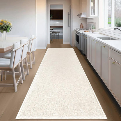 Bathroom Runner Rugs, Thin Absorbent Non-Slip Bath Mat, Quick Dry Low Pile Mats for Bathroom Floor Front of Bathtub,Shower Room,Sink,24"×60",White