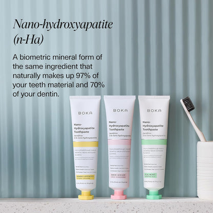 Boka Fluoride Free Toothpaste, Nano Hydroxyapatite Toothpaste, Appropriate for Sensitive Teeth - for Adult, Kids Oral Care - Ela Mint, Coco Ginger, Lemon Lavender Flavor, 4 Fl Oz 3Pk US Manufactured