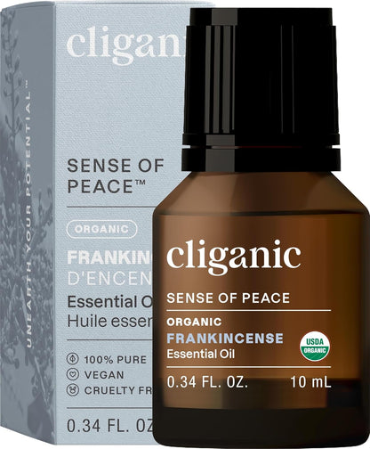 Cliganic Organic Frankincense Essential Oil - Boswellia Serrata, 100% Pure Natural Undiluted, for Aromatherapy | Non-GMO Verified (Packaging May Vary)