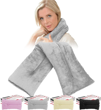 Microwavable Heating Pads for Winter Warmth, Back, Stomach & Head Comfort – Kalore Neck Wrap with Velboa Faux Fur Cover – Even Heat Distribution Hot Compress Bag – Wheat Heat Pad – Unscented – Gray