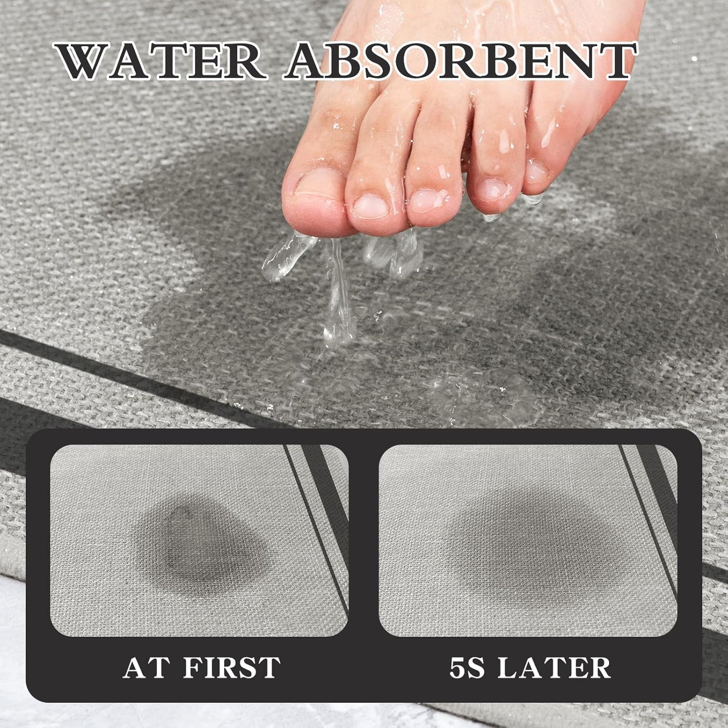 chakme Bathroom Rugs Mat 24x17, Ultra Thin Non Slip Bath Mat Small Quick Dry Absorbent Bath Mat for Bathroom Floor, (Dark Grey, 24"x17")