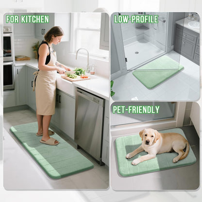 Yimobra Large Bath Mat 36"x24", Super Soft Quick Dry Memory Foam Bathroom Rug, Water Absorbent, Non Slip Backing Machine Washable for Tub Shower, Thick Comfort Support, Pale Green