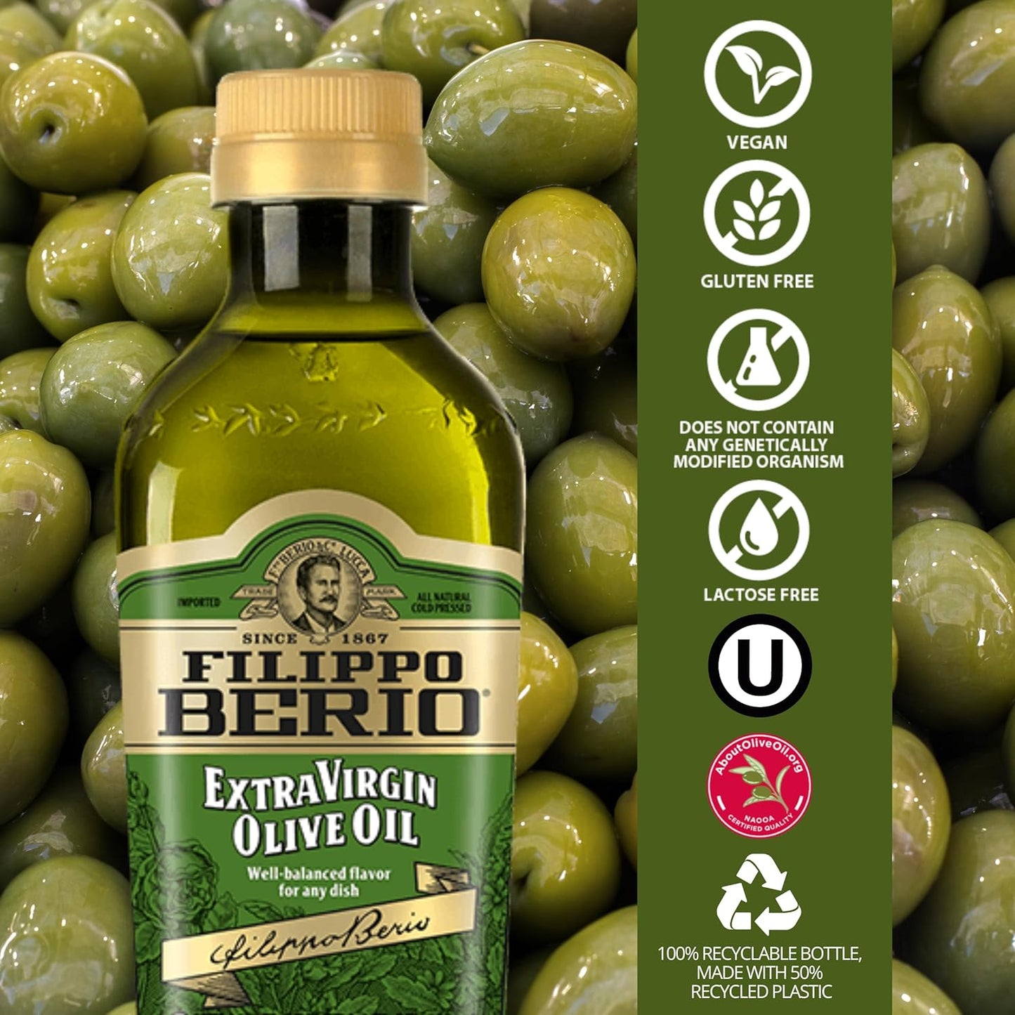 Filippo Berio Cold Pressed Extra Virgin Olive Oil, 25.3 Ounce rPET Bottle