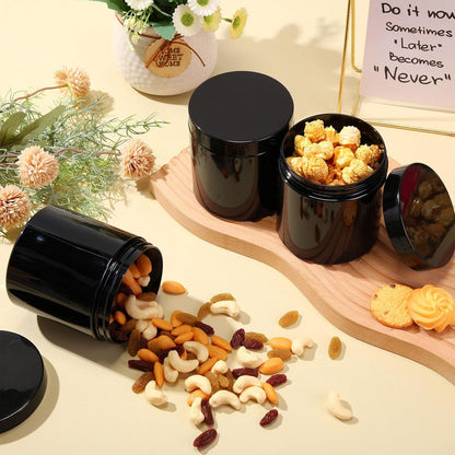 Patelai 4 Pieces Round Wide-mouth Leak Proof Plastic Container Jars with Lids for Travel Storage Makeup Beauty Products Face Creams Oils Salves Ointments DIY Making(16 Ounce,Pure Black)